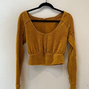 Free People Gold Corduroy Top